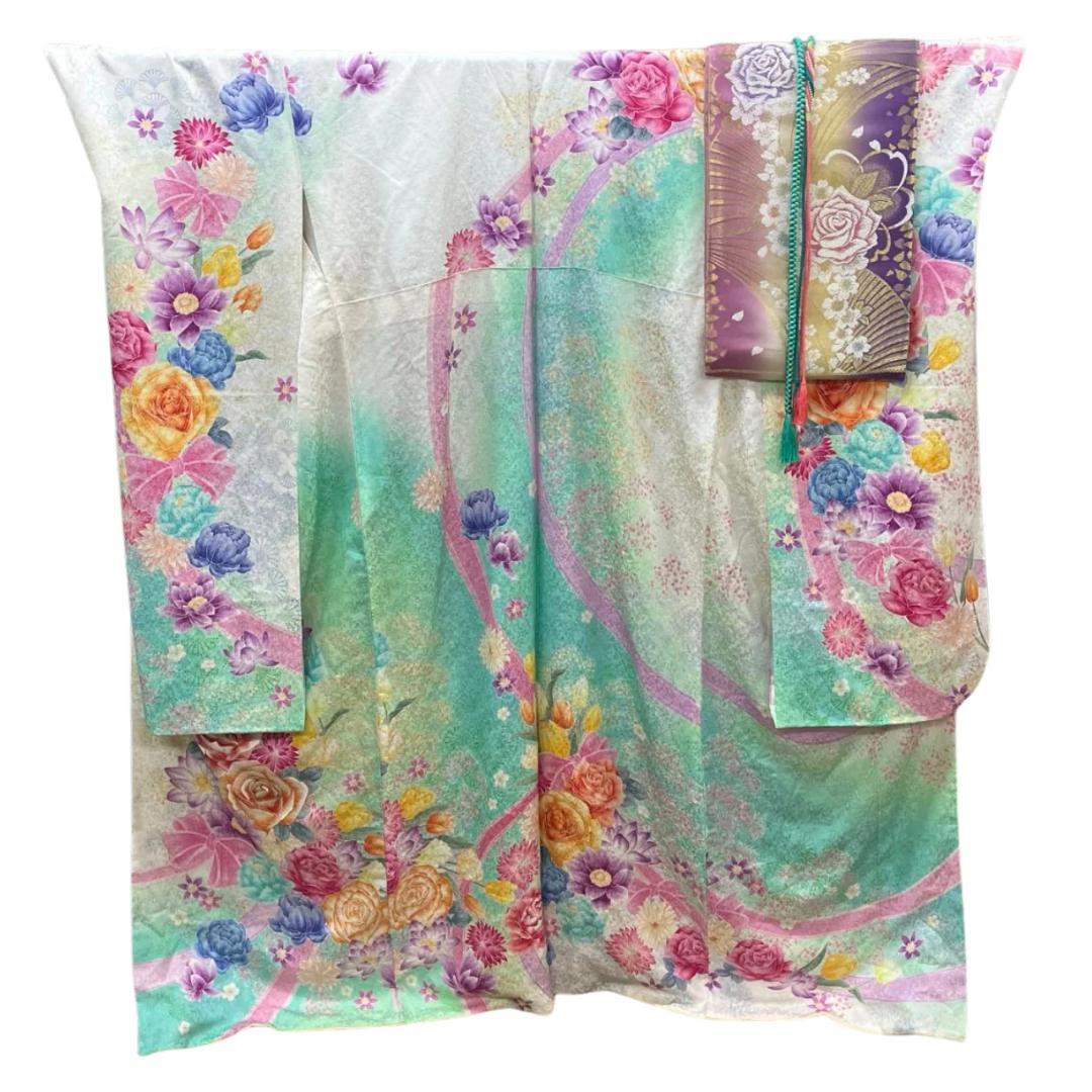 【大特価】ワケアリ 振袖セット 成人式 正絹 着付け練習用 白 103 ●