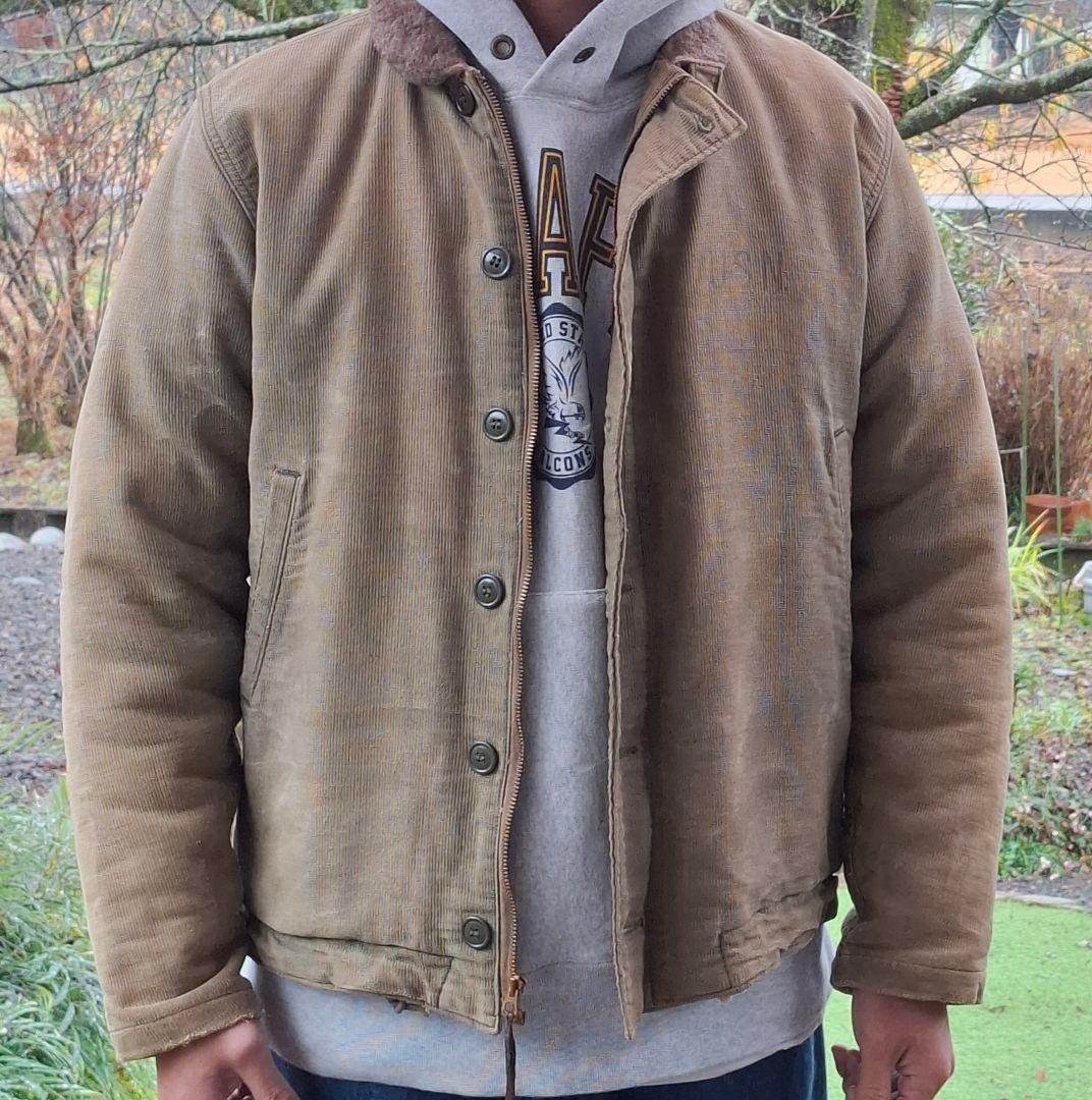 ヴィンテージ　40s 米軍 US NAVY N-1デッキジャケット　太畝ピケ　L