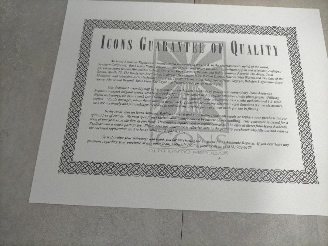 ICON　スターウォーズ オビワン ケノービ ライトセーバー 1/1 認定証付き