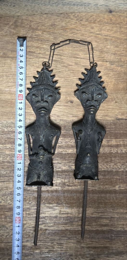 自立不可ナイジェリアヨルバ族鉄製男女オブジェアフリカプリミティブアート