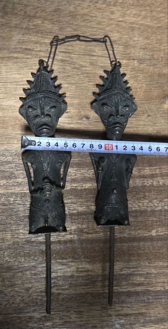 自立不可ナイジェリアヨルバ族鉄製男女オブジェアフリカプリミティブアート