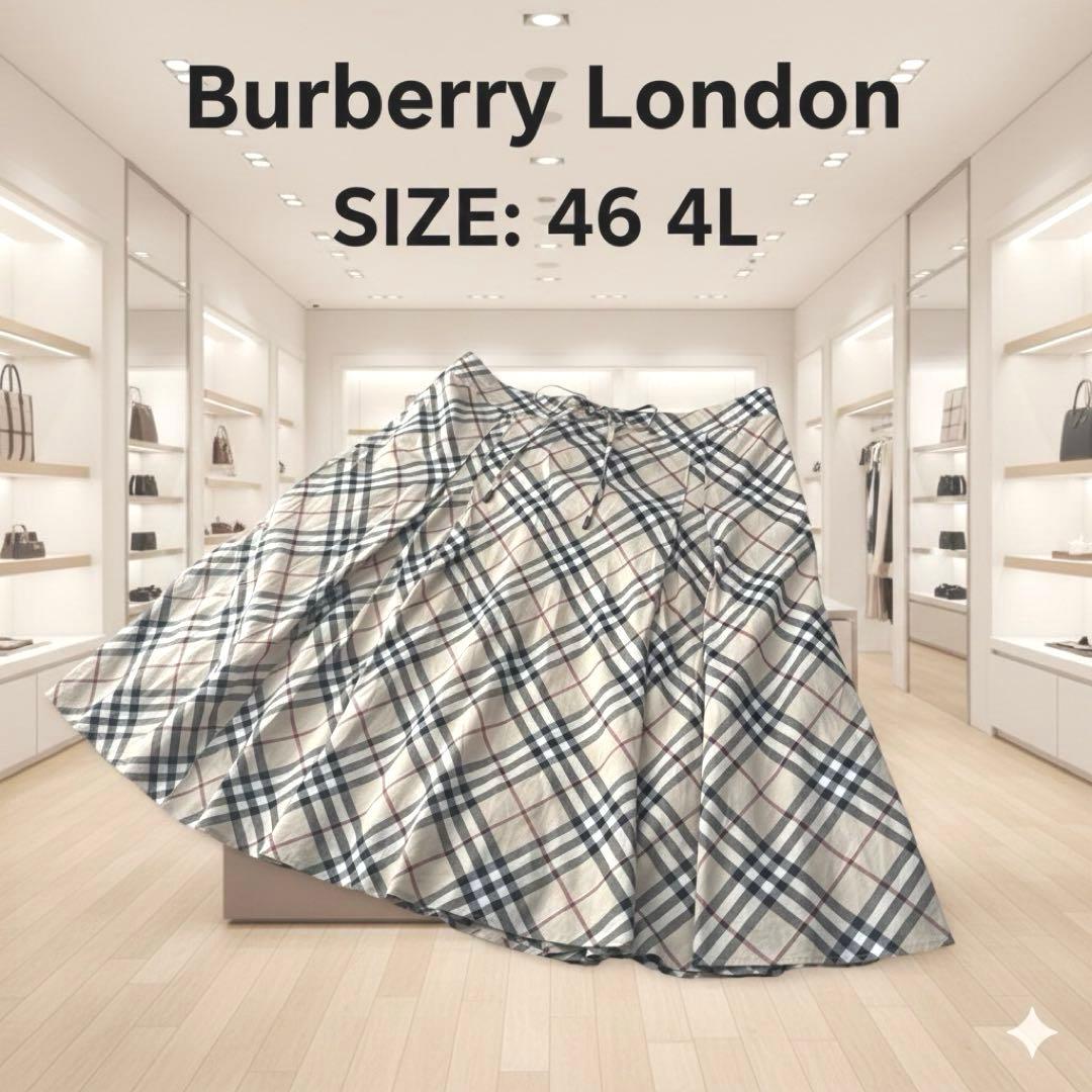 超大きいサイズ 46高級 バーバリーロンドンノバチェック柄 フレアスカート