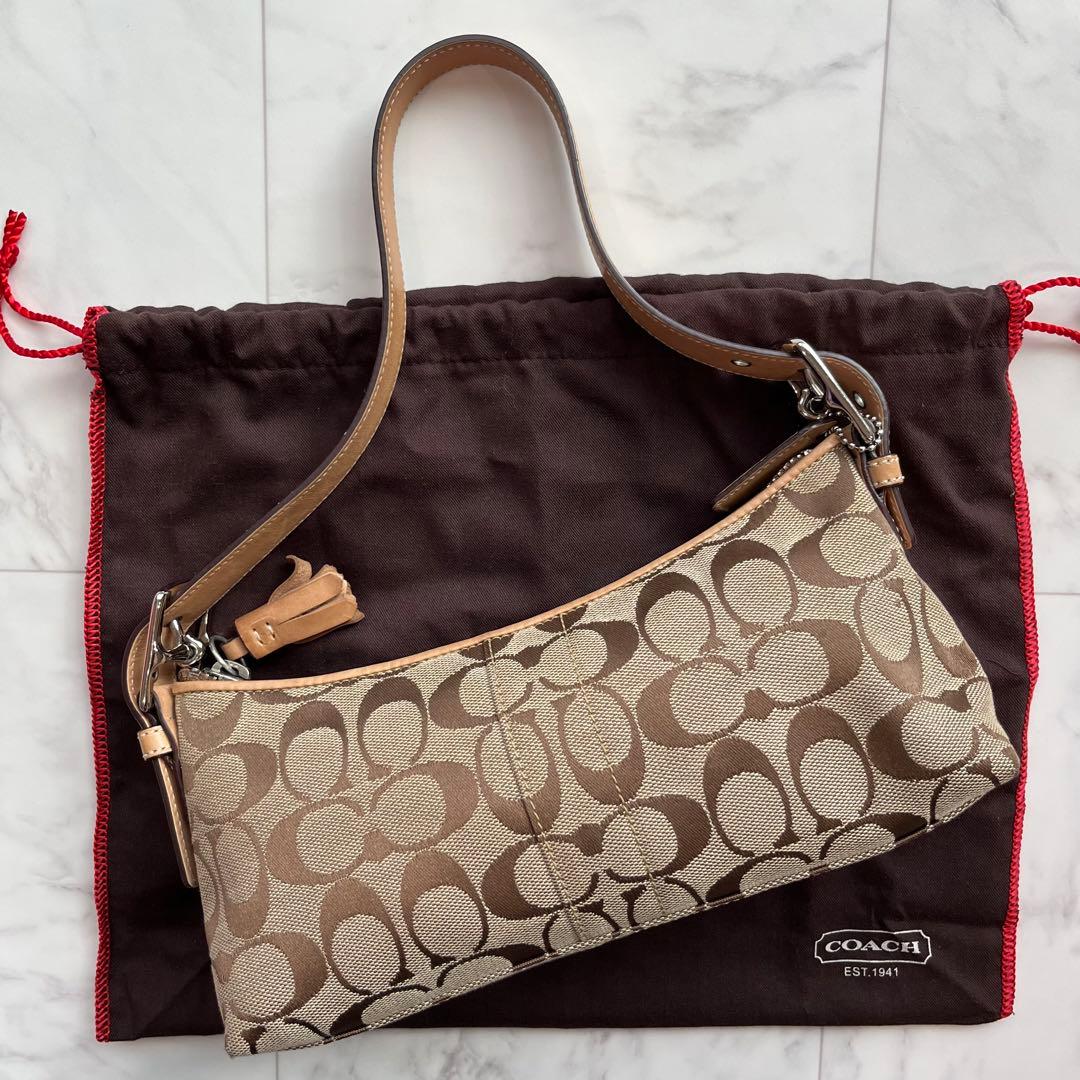 良品✨coach アクセサリーポーチ　ワンショルダーバッグ　シグネチャー 袋付き
