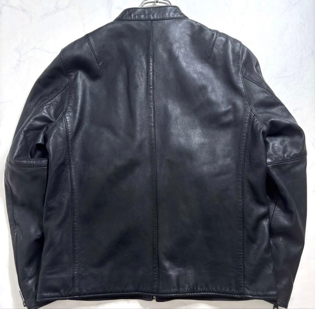BEAMS シングルライダースジャケット●ラムレザー 本革 ブラック