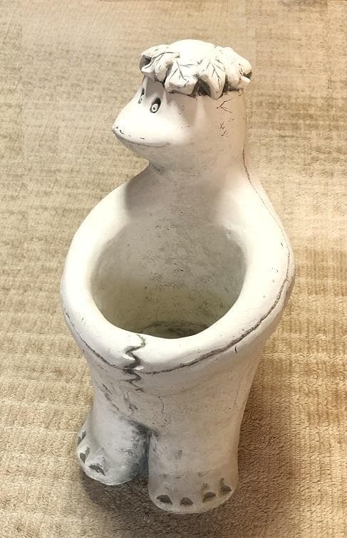 【 木の葉髪河童 石膏鉢 】　大正時代　カッパ/このはがみかっぱ