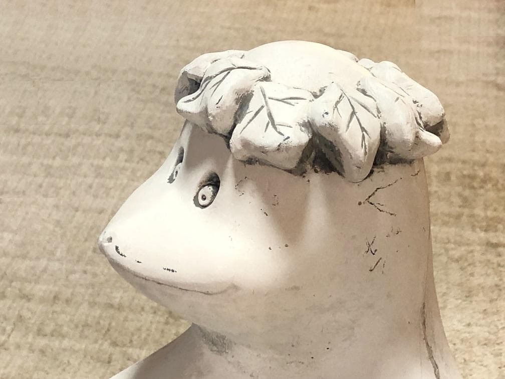 【 木の葉髪河童 石膏鉢 】　大正時代　カッパ/このはがみかっぱ