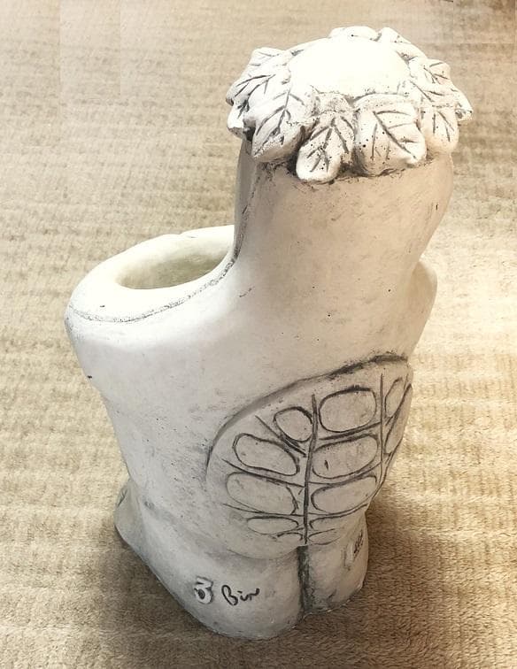 【 木の葉髪河童 石膏鉢 】　大正時代　カッパ/このはがみかっぱ