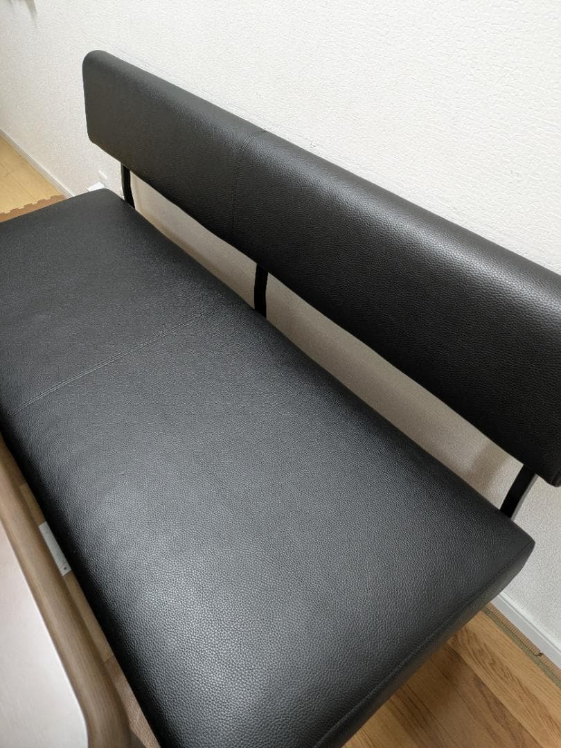 【新品未開封】ダイニングベンチ おしゃれ黒い合成皮革ベンチ