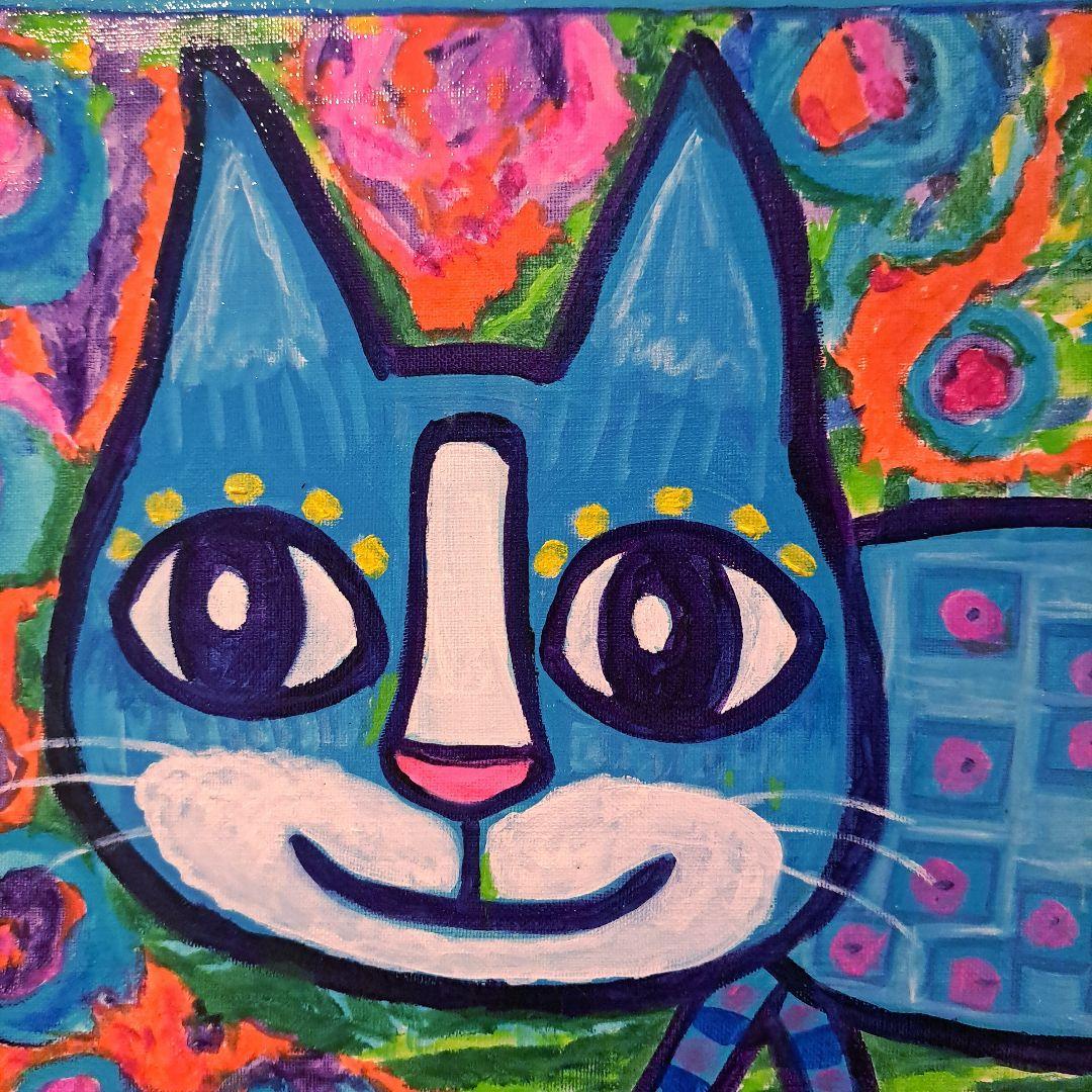 キャンバス油絵　 シー いつもごきげんな猫