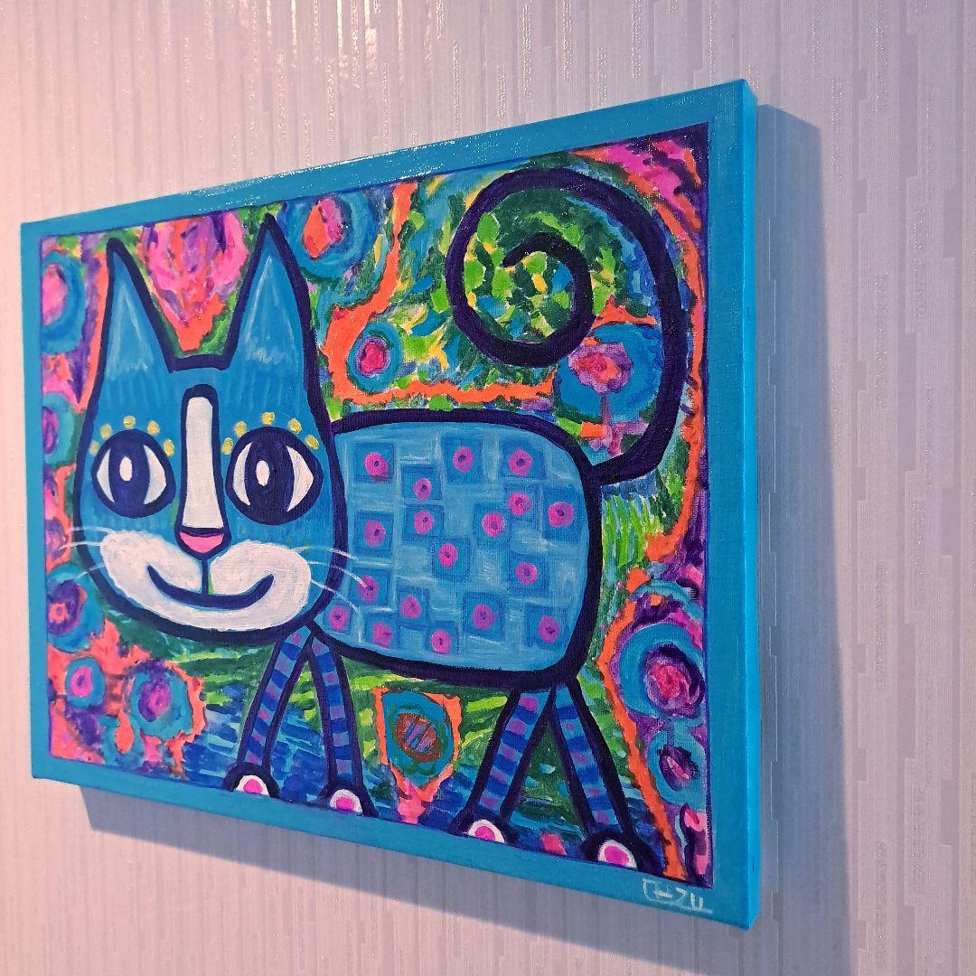 キャンバス油絵　 シー いつもごきげんな猫