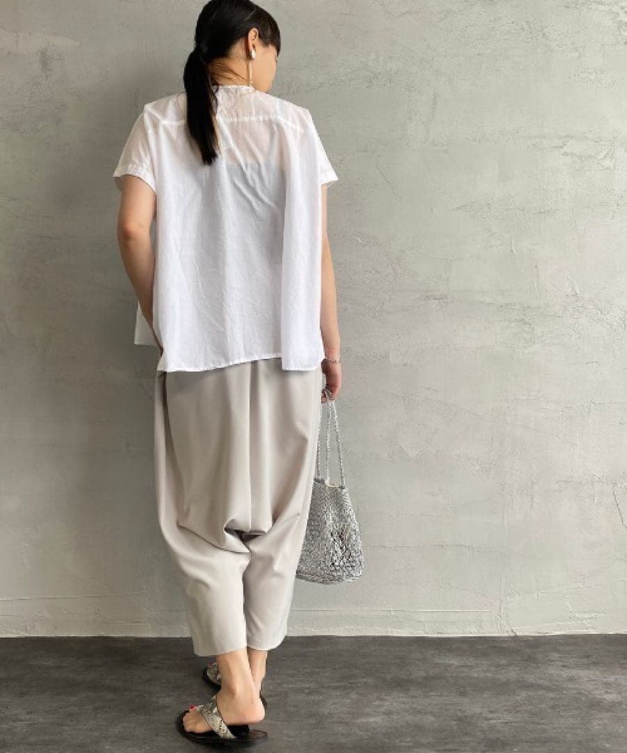 【美品】ミズイロインド〈日本製〉ストレッチ生地サルエルイージーパンツFベージュ