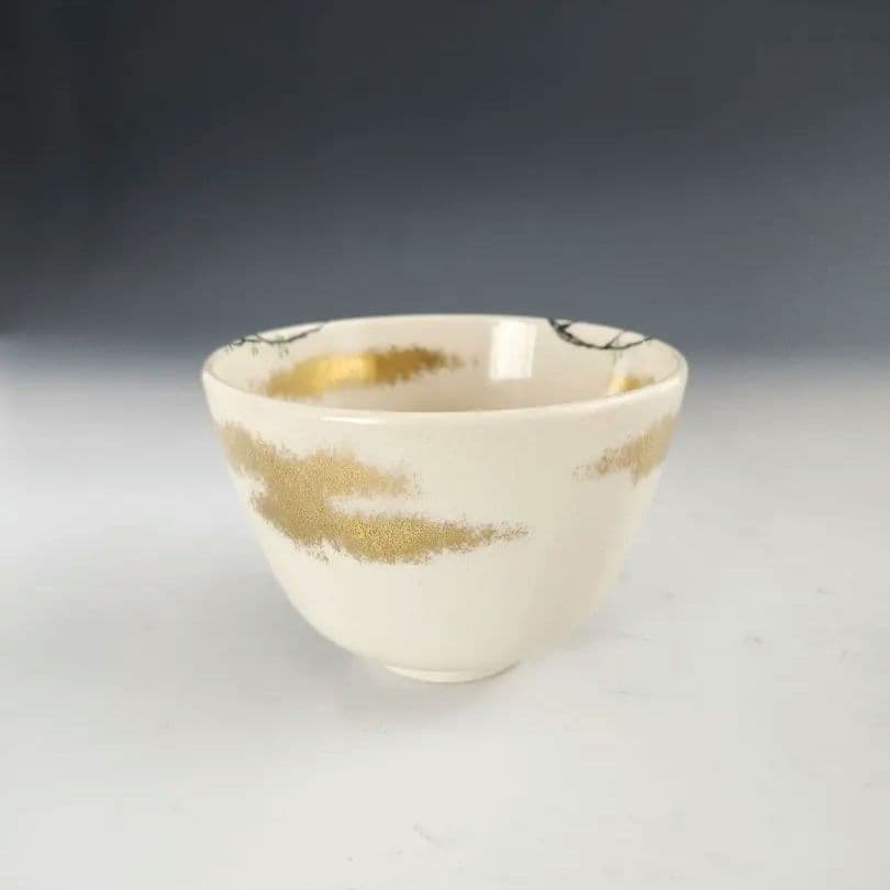 茶碗　抹茶茶碗　阿山作　つばめ　柳　仁清写　柳に燕　京焼　華やか
