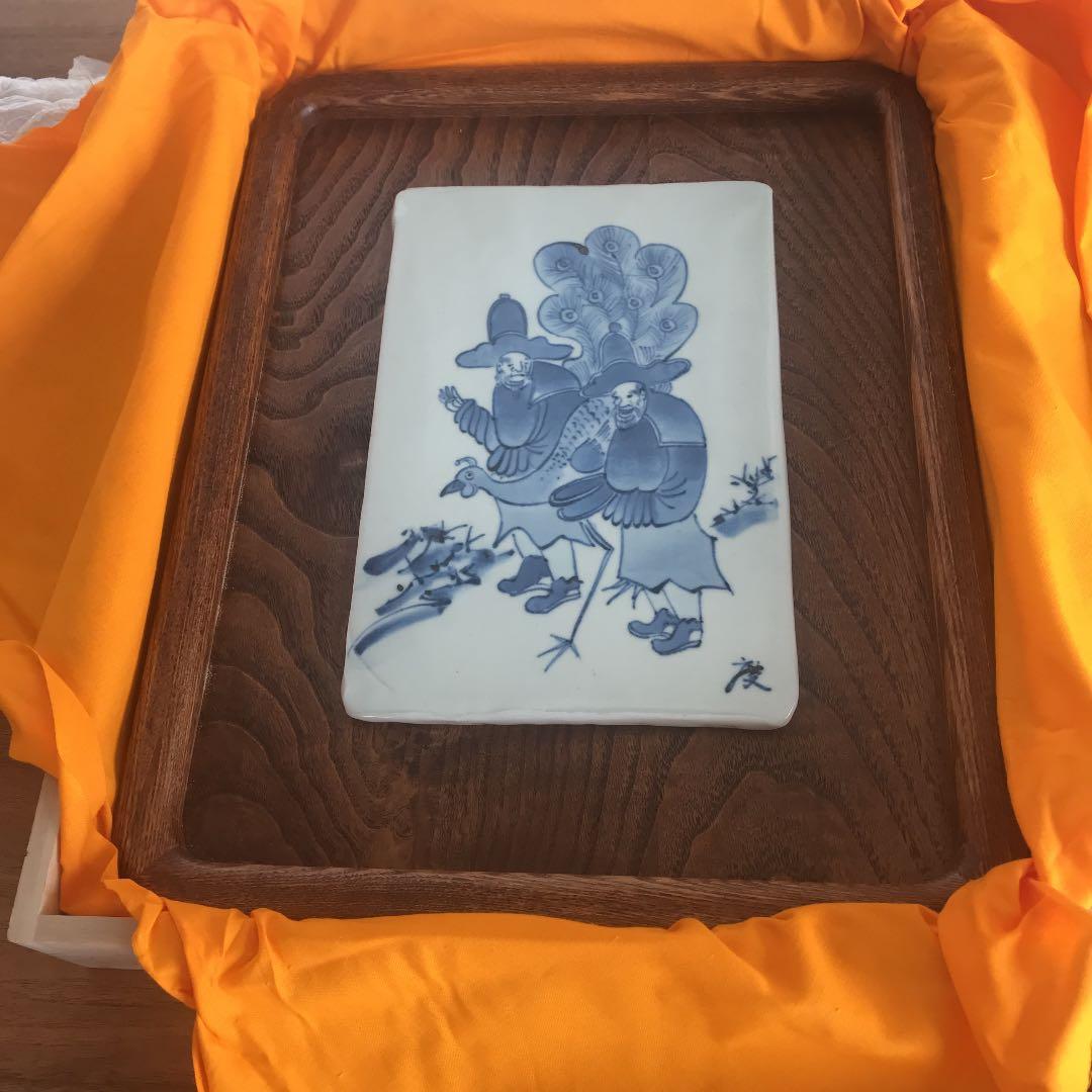 部屋を落ち着かせます　唐人図陶板　度山窯