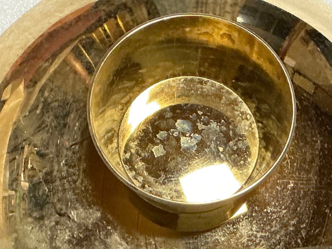 24k gpの金メッキ盃二つセット。【箱無し、現状品】。