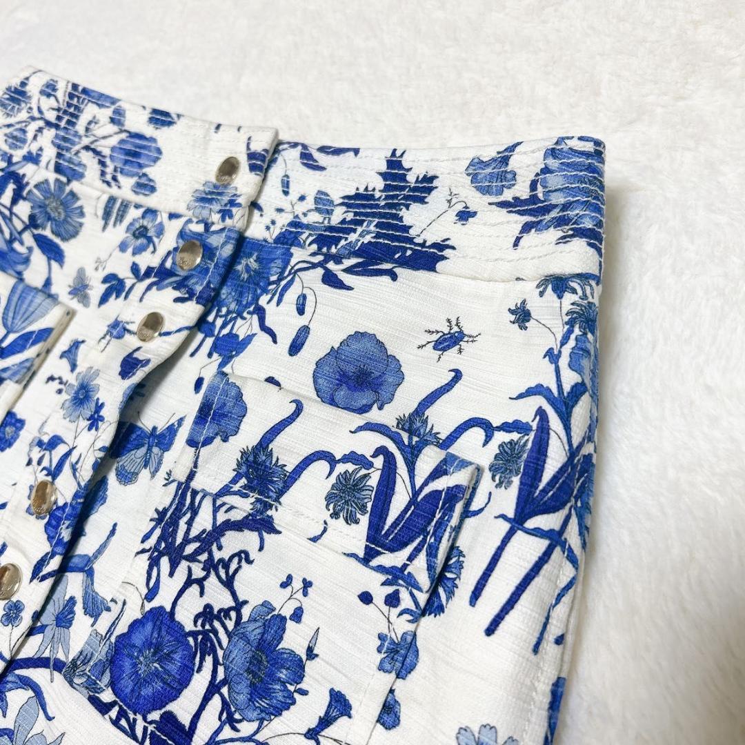 美品 GUCCI グッチ ボタニカル スカート 花柄 フラワー 文字ロゴ