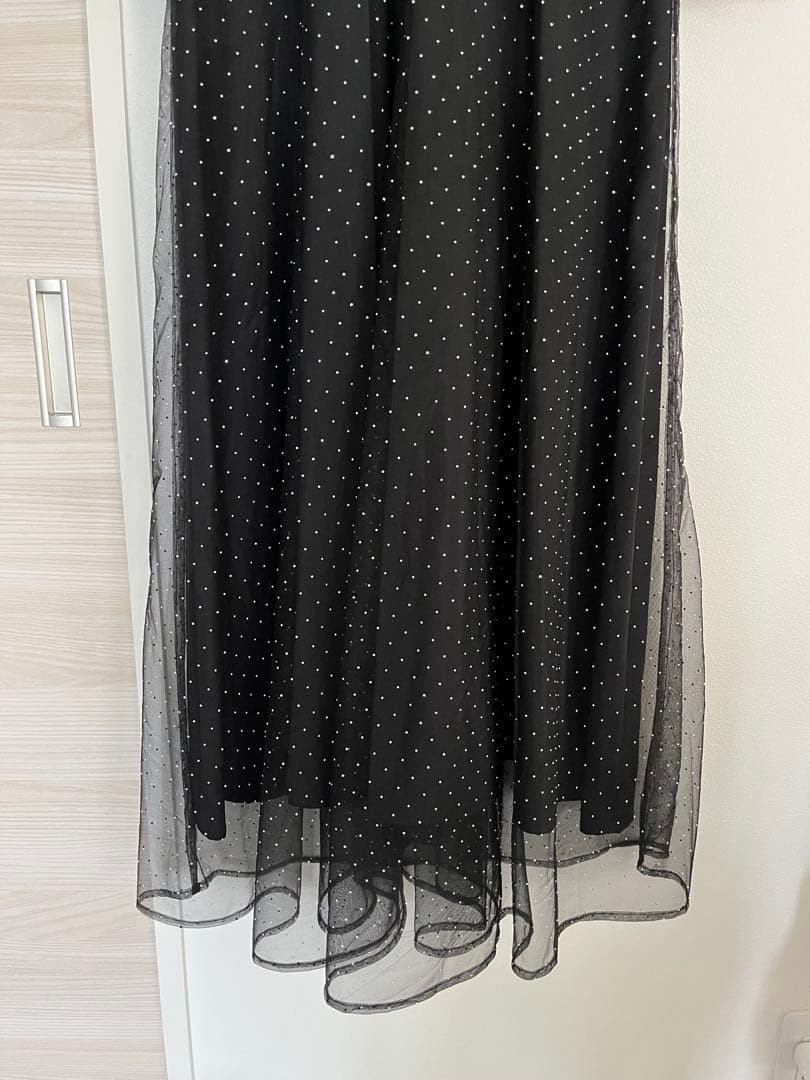 【Leja】2wayドットストーンギャザーチュールAラインドレス