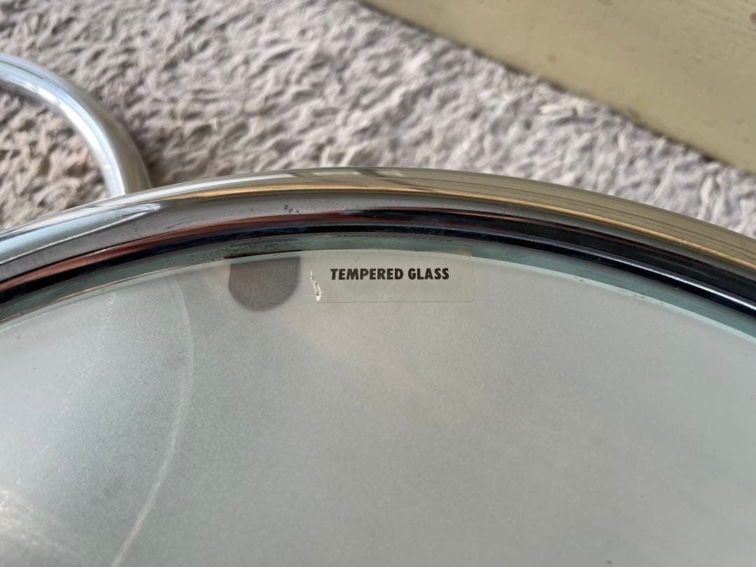 ラウンドテーブル 3段ガラス ミッドセンチュリー モダン スペースエイジスタイル