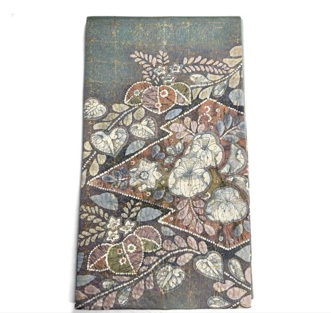 最終値下げ❗️袋帯　辻ヶ花　絞り　格子　椿　桔梗　藤　松皮菱　着物　帯