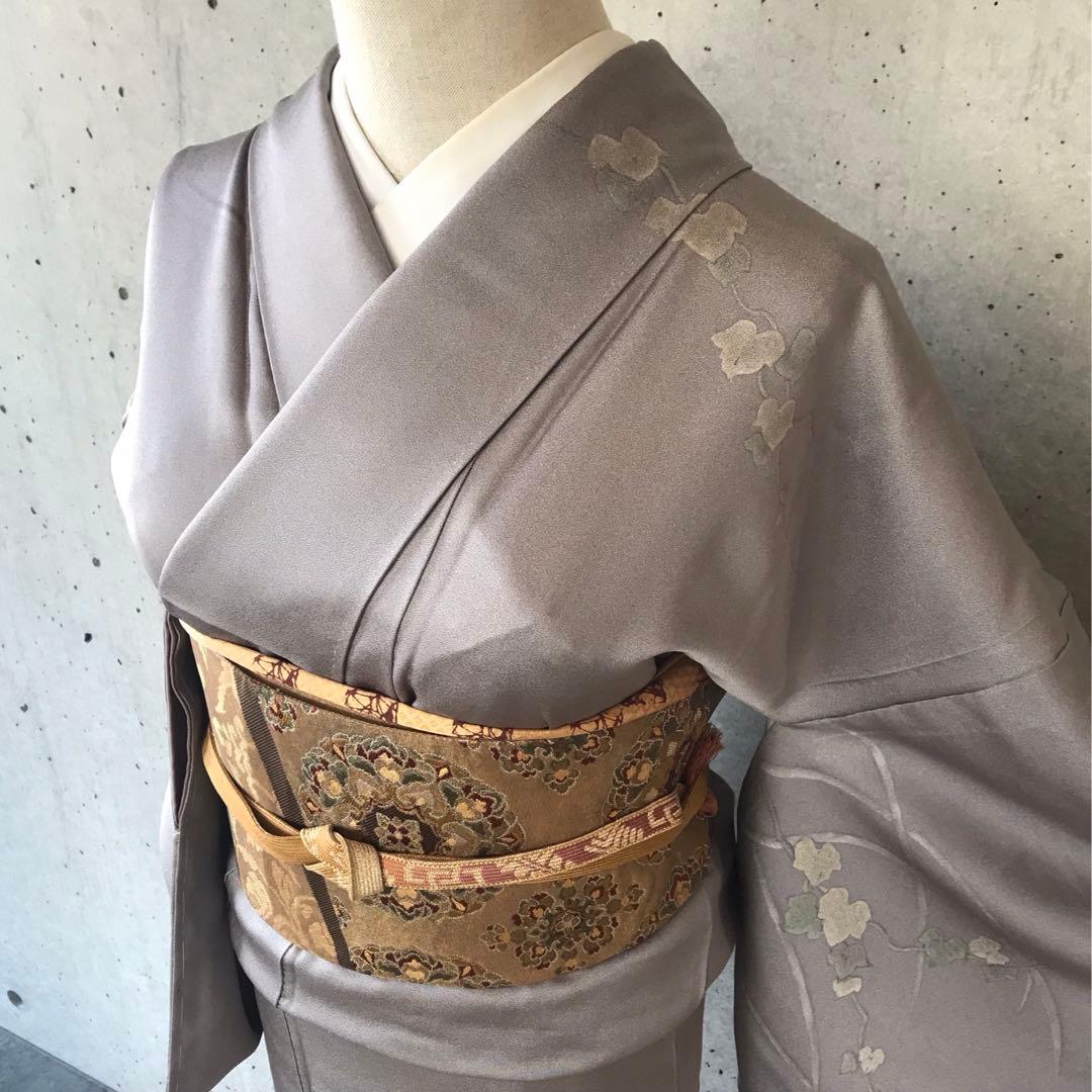 正絹　訪問着　蔓葉薄柄　袷　裄68