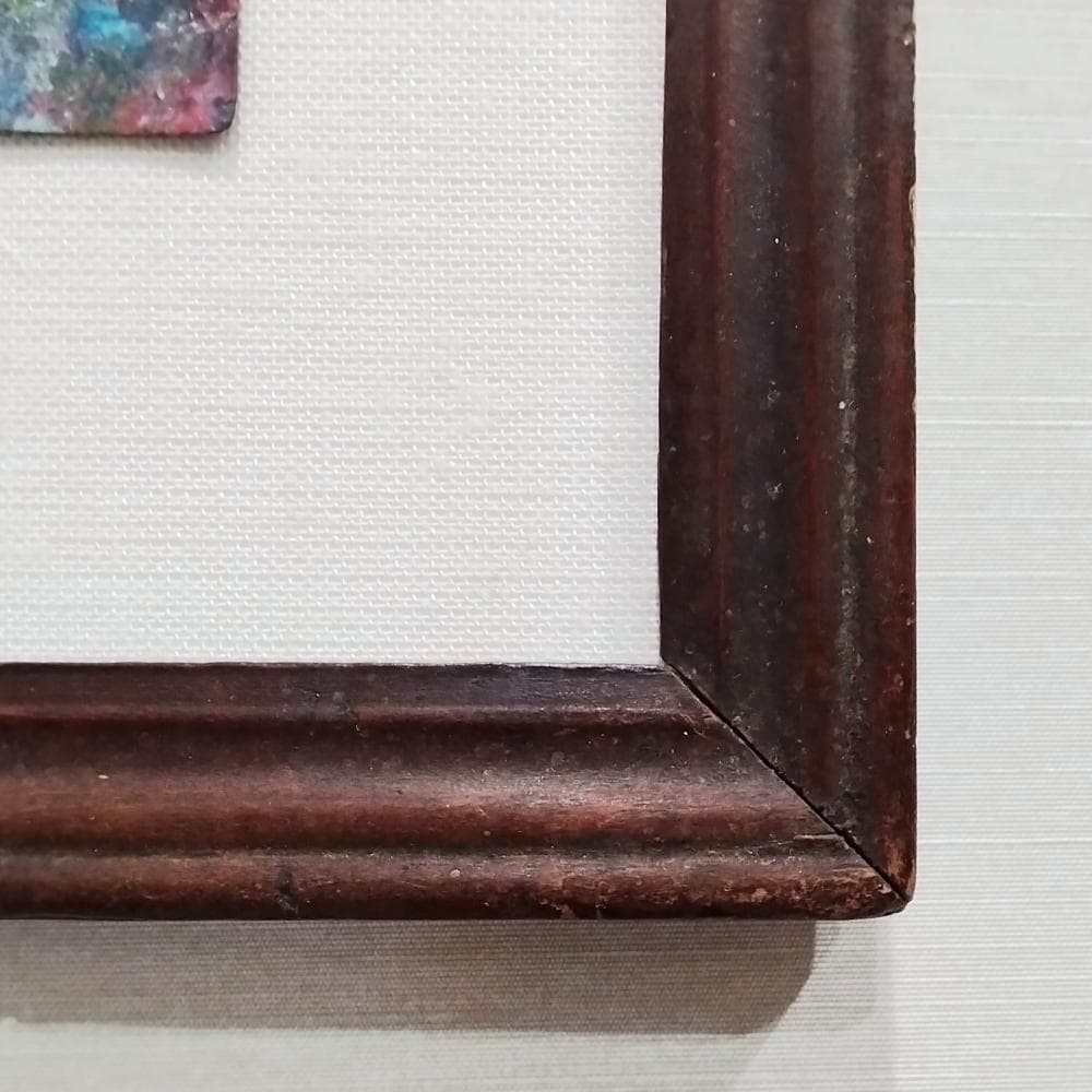 内野隆文　抽象絵画　バスチケット　アンティークペーパー　フレーム　額縁　真作