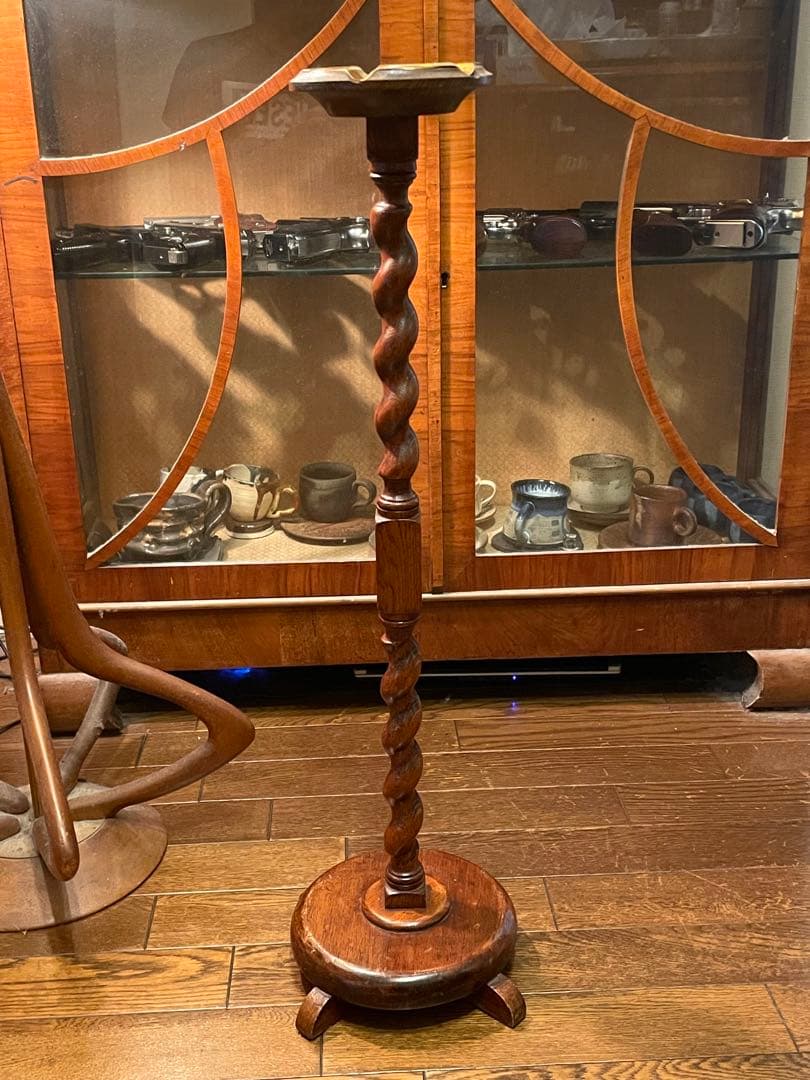 木製アッシュトレイスタンド 英国 アンティーク家具　スモーカーズスタンド　灰皿①