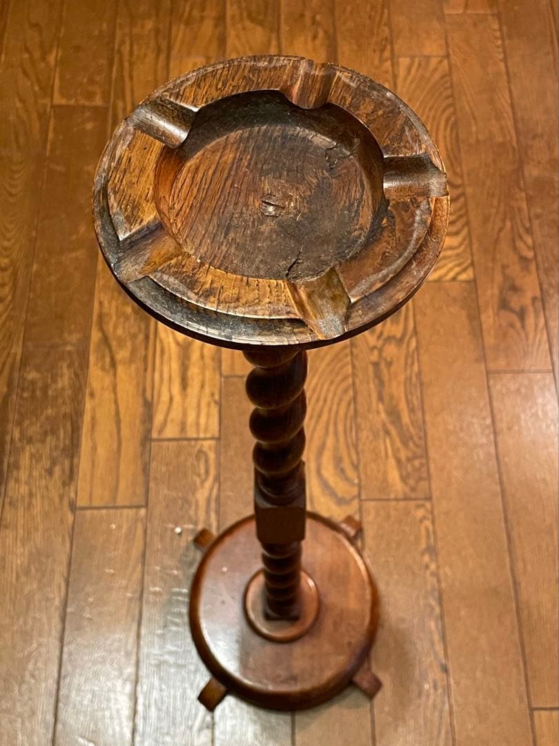 木製アッシュトレイスタンド 英国 アンティーク家具　スモーカーズスタンド　灰皿①