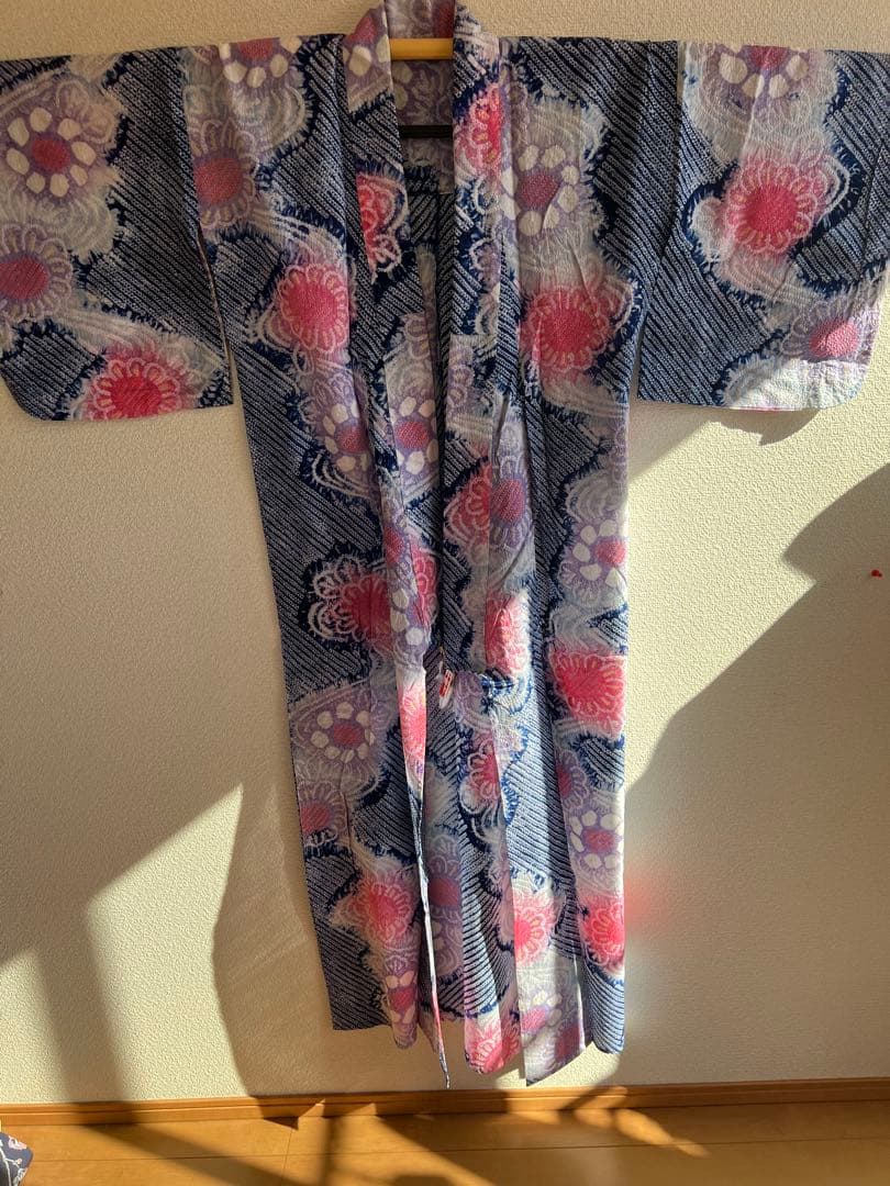 タイムセール　夏物　浴衣　有松鳴海絞り　伝統工芸品　綿　夏　祭り　ゆかた　美品