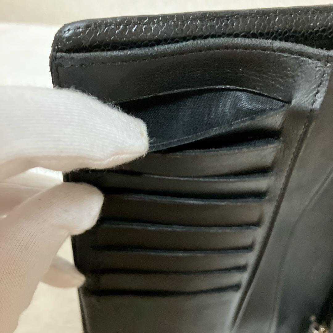 ✨本物鑑定済✨CHANEL キャビアスキン　ココマーク　二つ折り　長財布　黒