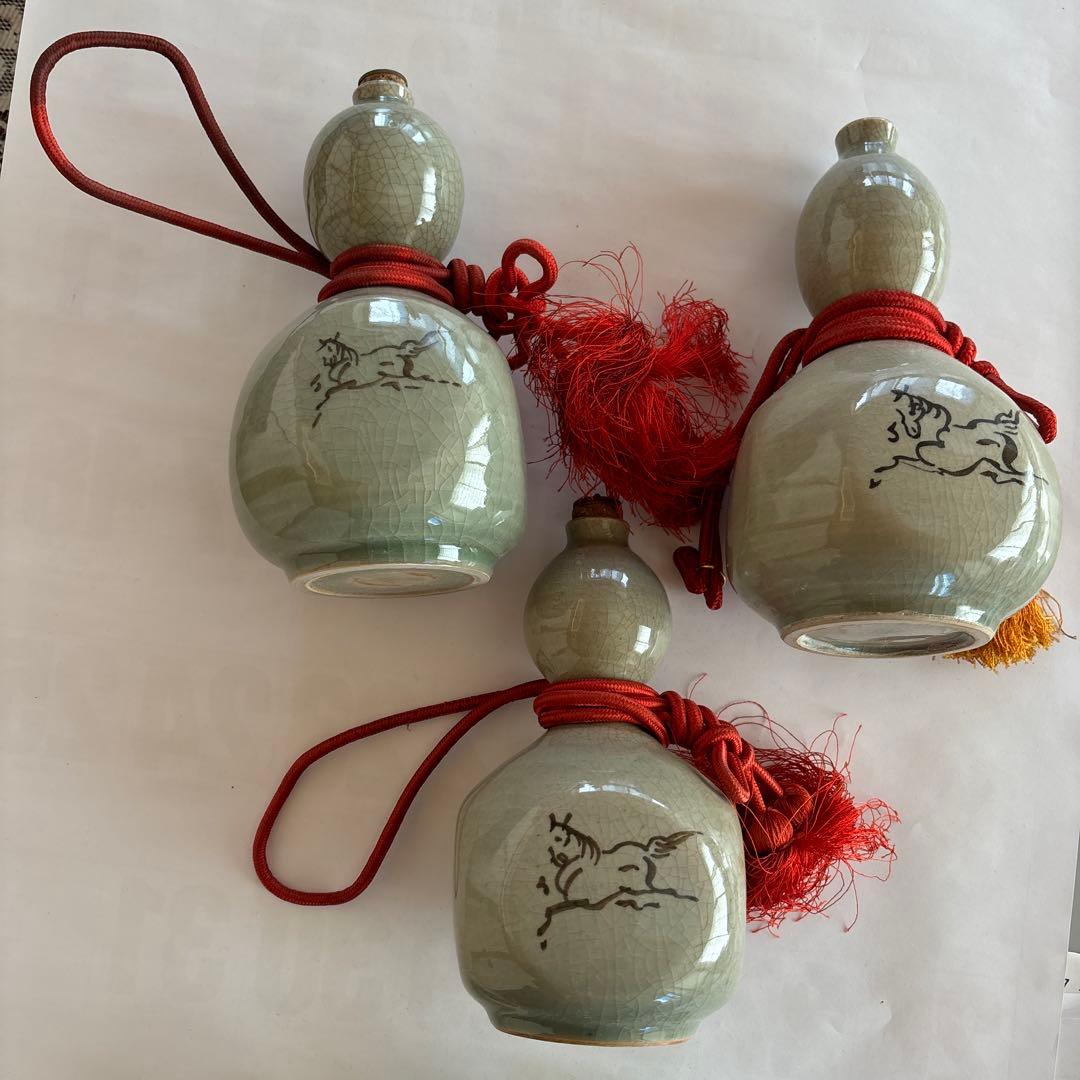 相馬焼　瓢箪型　徳利　３個