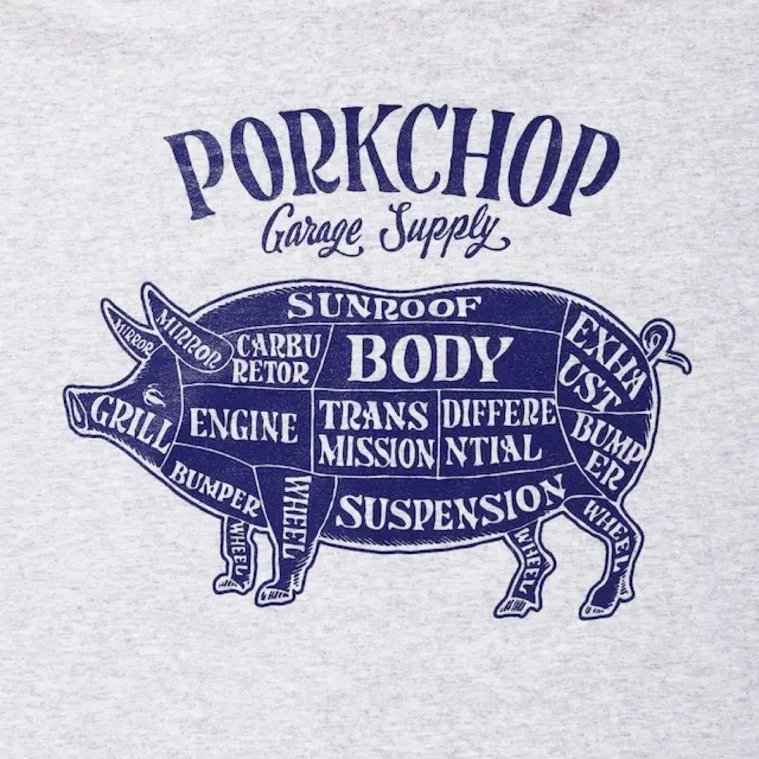 PORKCHOP グレー フード付きパーカー