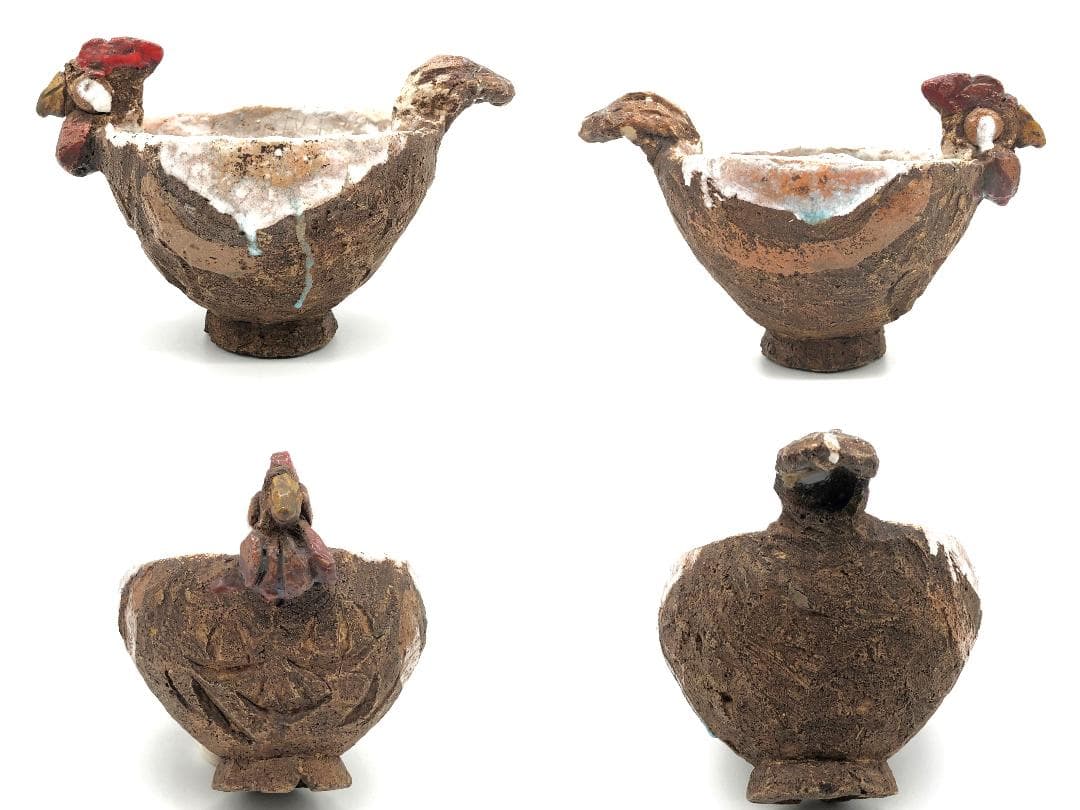 【 古陶碗『東天紅』】　銘花押：宗易（千利休法名） 　蔵出　共箱