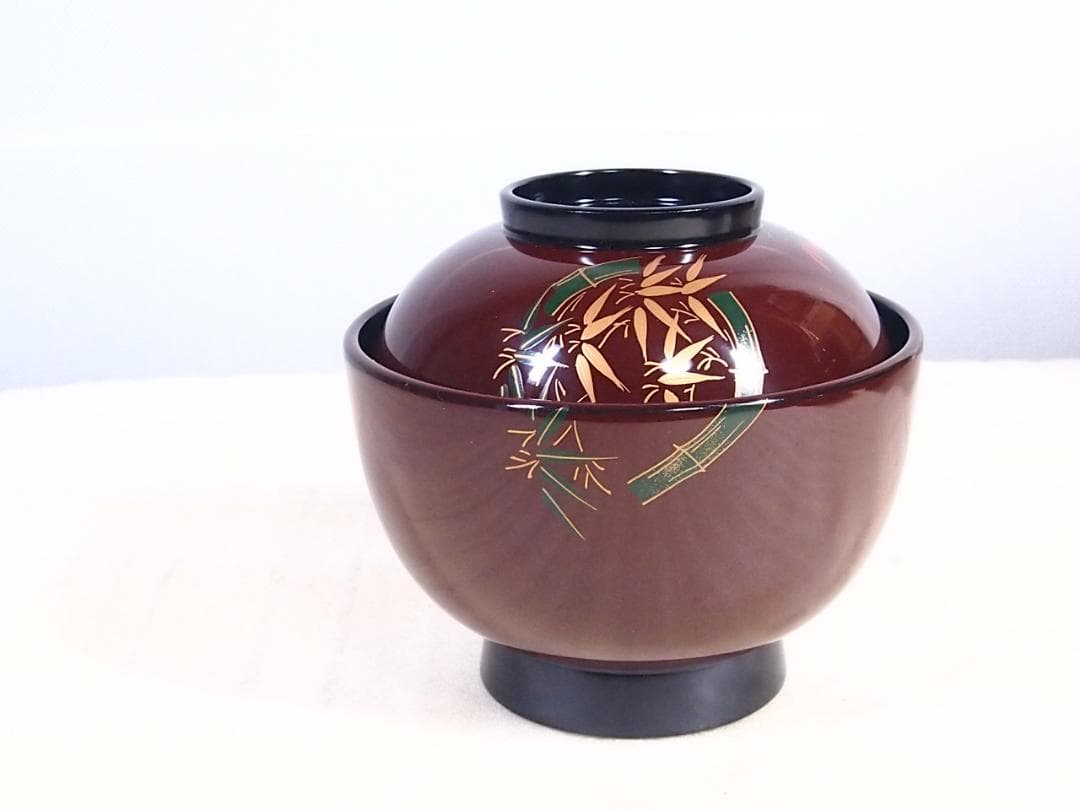 【中古・焼けあり】輪島塗 花の丸四君子蒔絵 雑煮椀5客 煮物椀/丼椀 武田漆器店