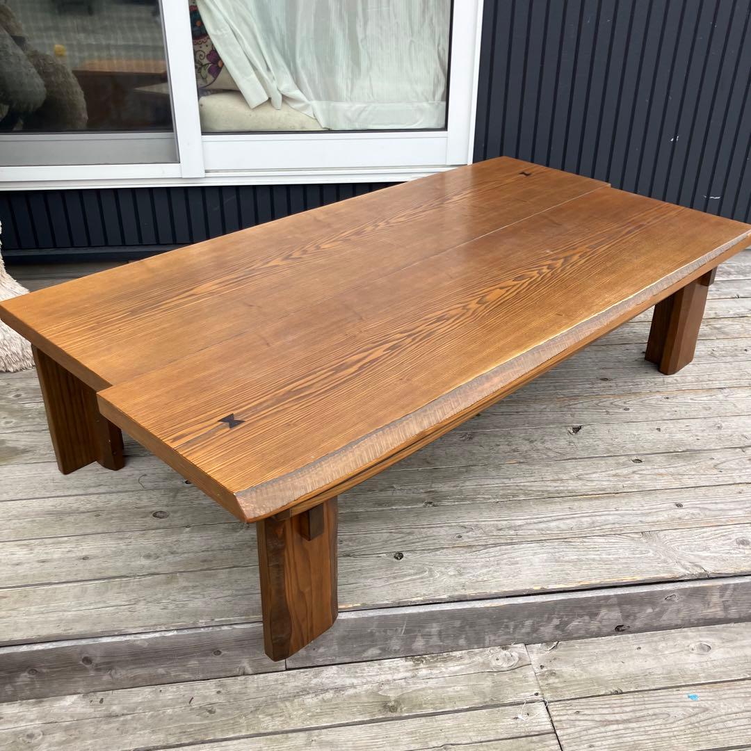 昭和レトロ 一枚板風大型こたつ 木製折りたたみコタツテーブル センターテーブル