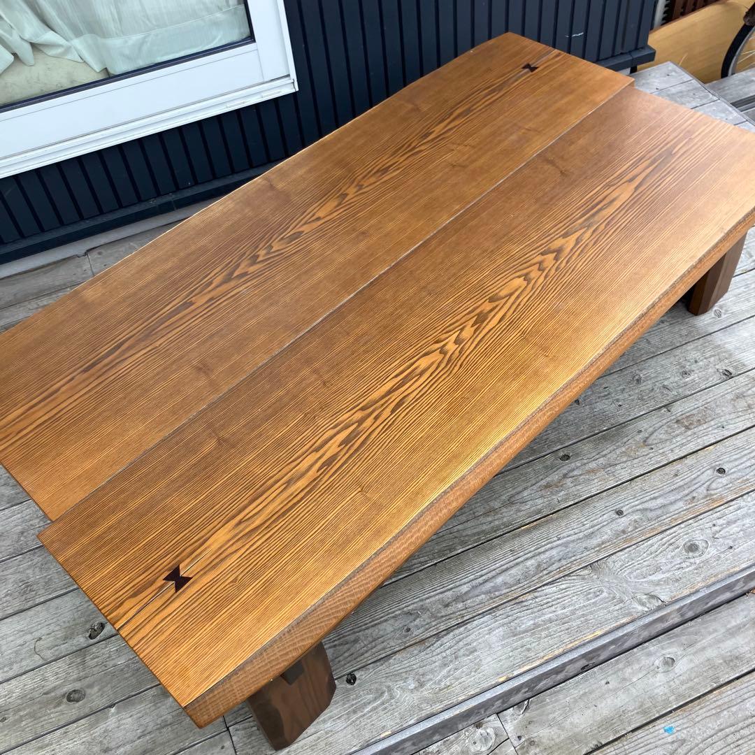 昭和レトロ 一枚板風大型こたつ 木製折りたたみコタツテーブル センターテーブル