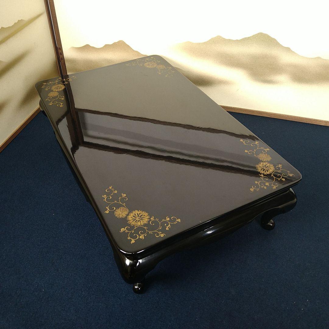 AC27 輪島塗 平卓 沈金 蒔絵 唐草 香炉台 花台 盆栽台 木製 漆塗り