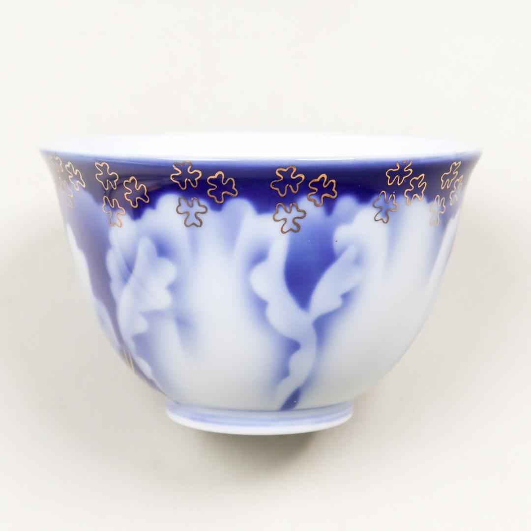 深川製磁 牡丹 金ミル 茶器揃い 湯呑み 6点 急須 共箱 未使用