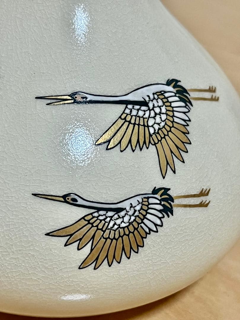 薩摩の盃 第十五代沈壽官窯作 陶磁器 鶴デザイン焼酎セット 陶器製