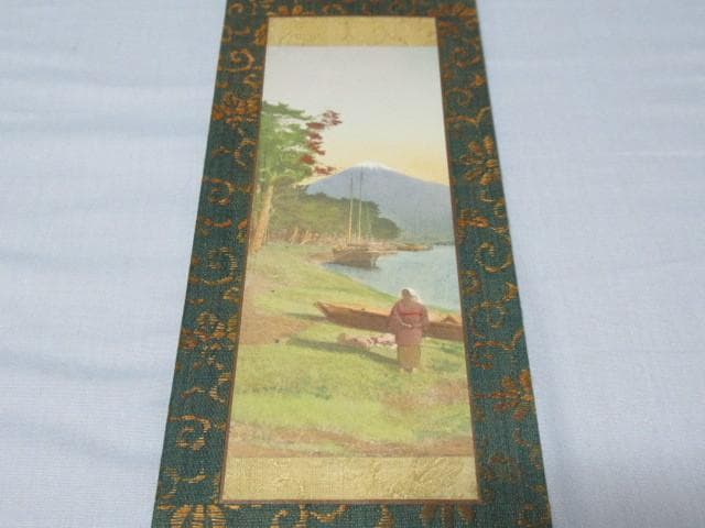 極美品 大正9年頃◆日本のお土産 大正時代 木版画 和紙 小さい掛け軸型 3点