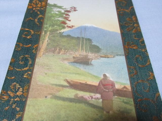 極美品 大正9年頃◆日本のお土産 大正時代 木版画 和紙 小さい掛け軸型 3点