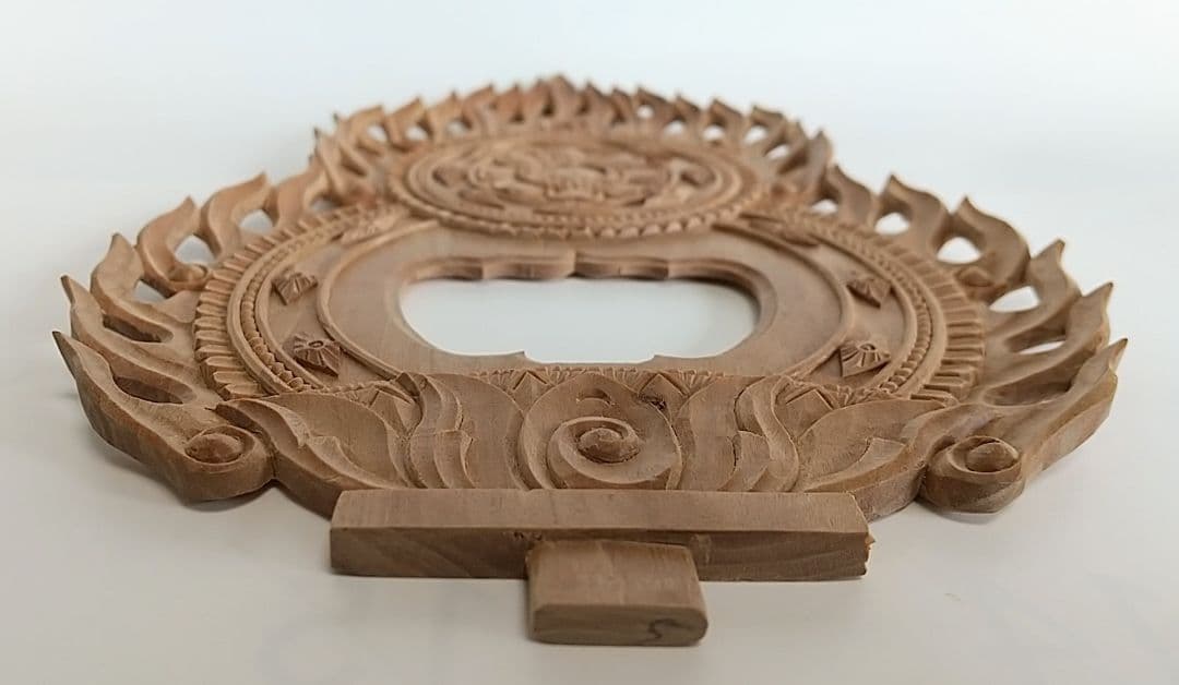 光背(3.5寸坐像用)#429 透し彫 火焔 ◆白檀 木彫 仏像付属品