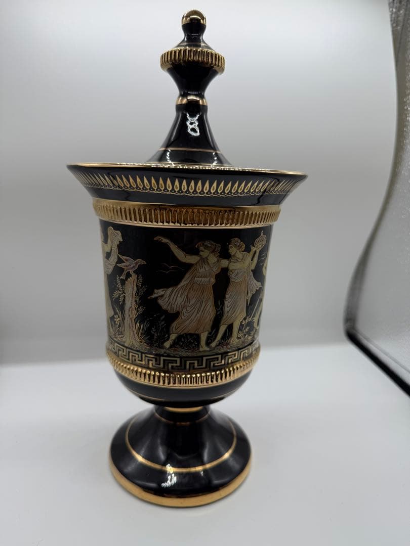 Kratimenos ギリシャ製 花瓶 壺 24K金彩 ハンドメイド 古代神話