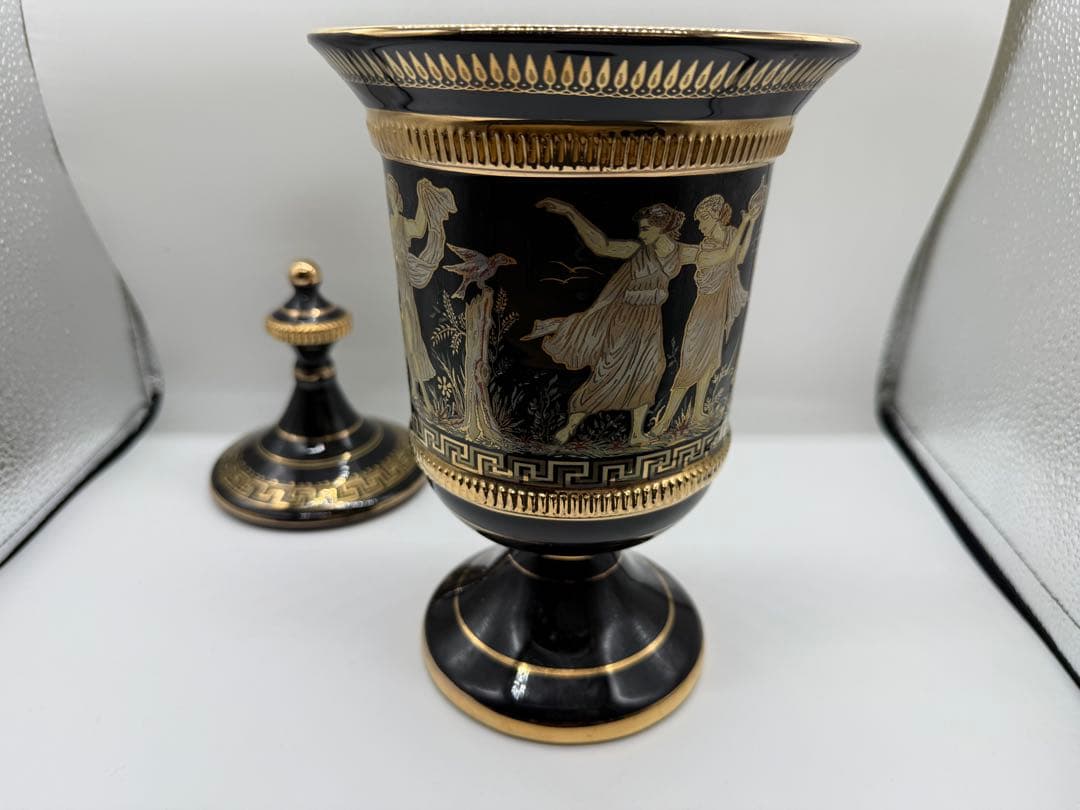 Kratimenos ギリシャ製 花瓶 壺 24K金彩 ハンドメイド 古代神話