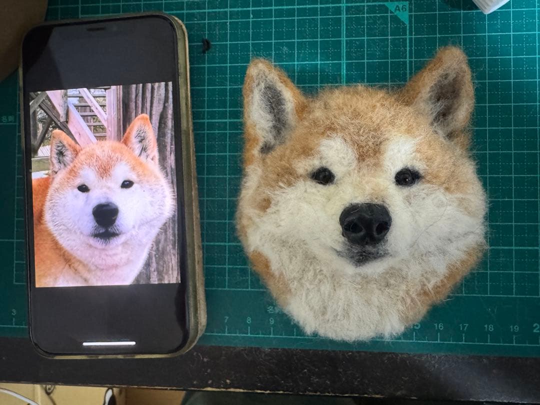 わんこ限定　うちの子プレート　わたわたペットの羊毛フェルト作品