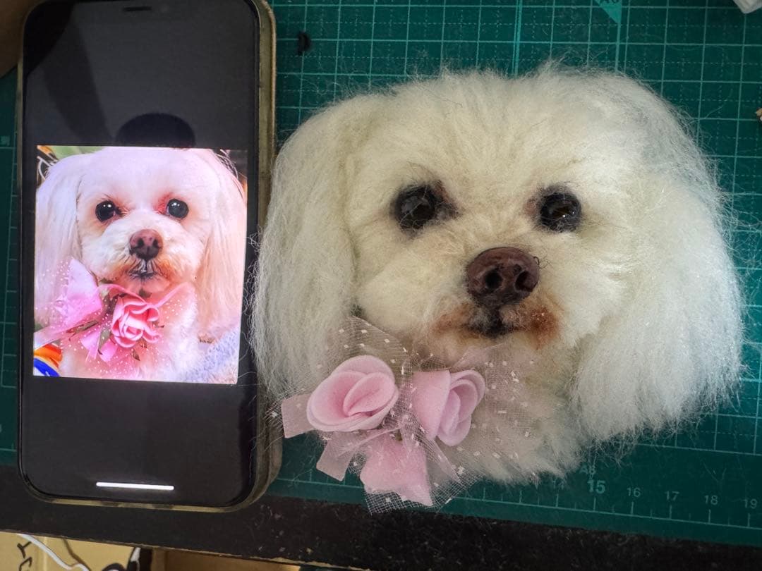 わんこ限定　うちの子プレート　わたわたペットの羊毛フェルト作品