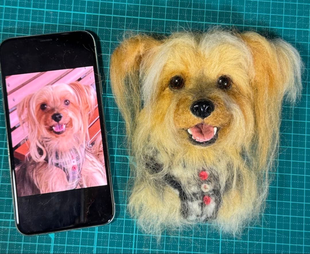 わんこ限定　うちの子プレート　わたわたペットの羊毛フェルト作品