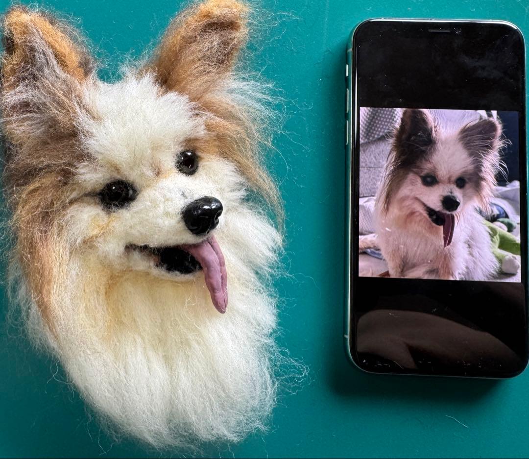 わんこ限定　うちの子プレート　わたわたペットの羊毛フェルト作品