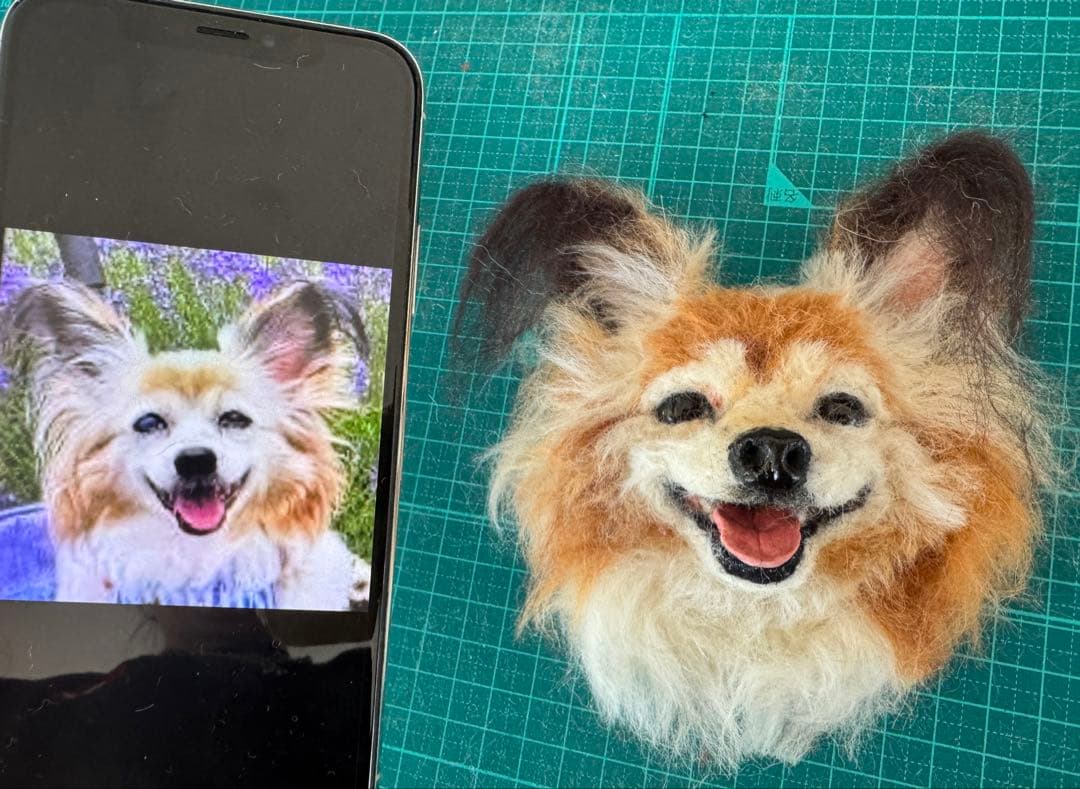 わんこ限定　うちの子プレート　わたわたペットの羊毛フェルト作品