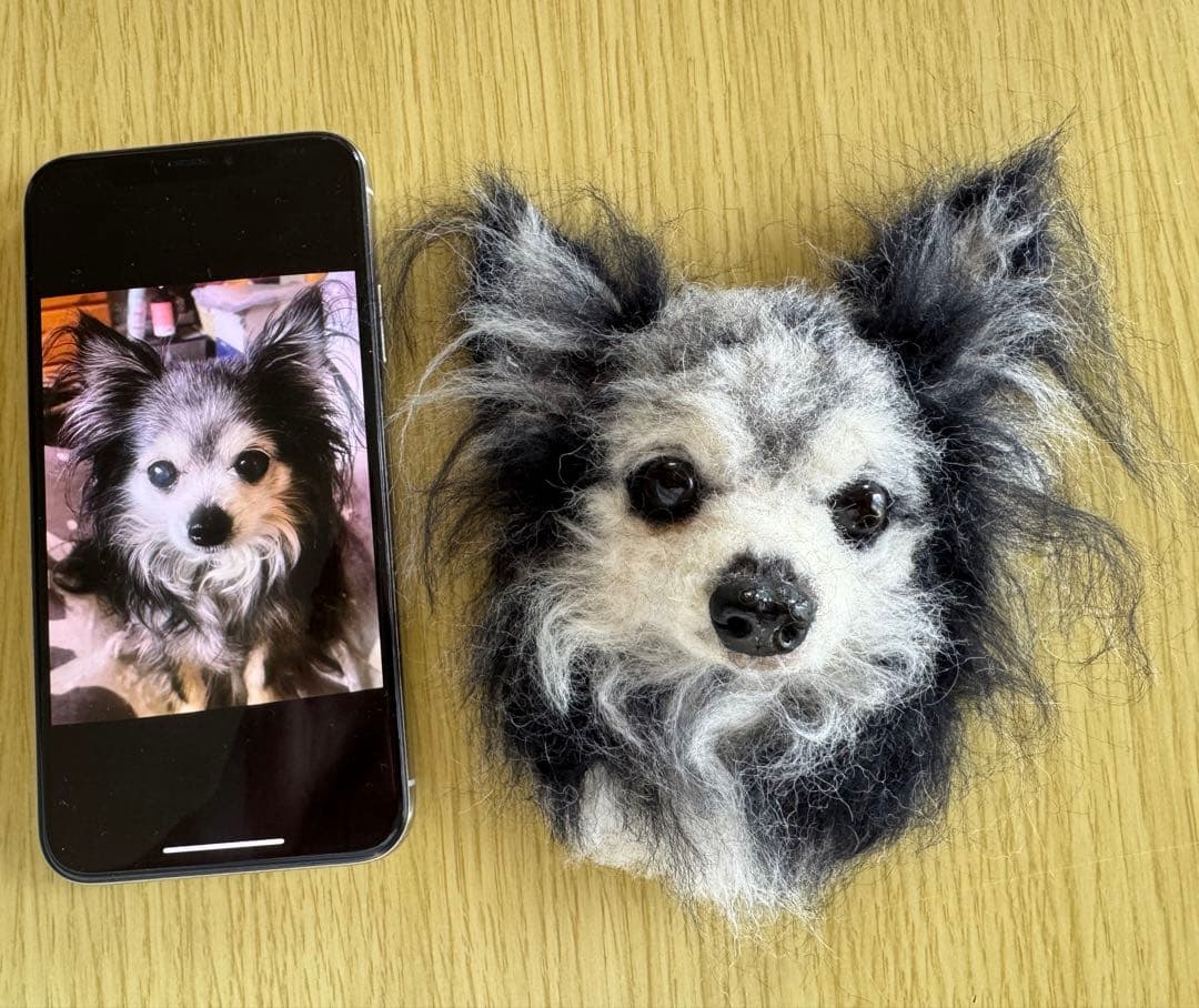 わんこ限定　うちの子プレート　わたわたペットの羊毛フェルト作品