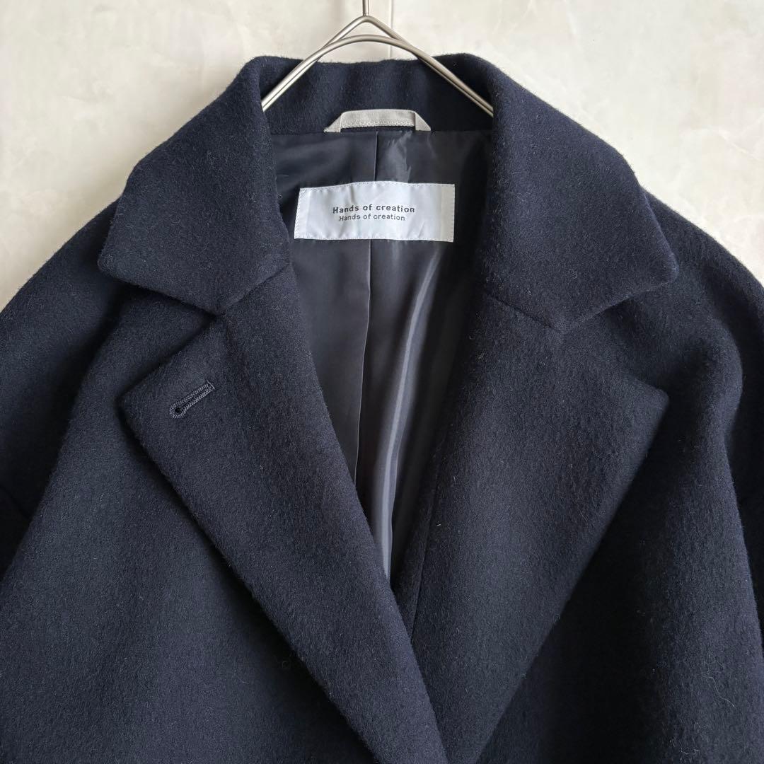 美品✨ ハンズオブクリエイション チェスターコート ネイビー F 日本製 ロング