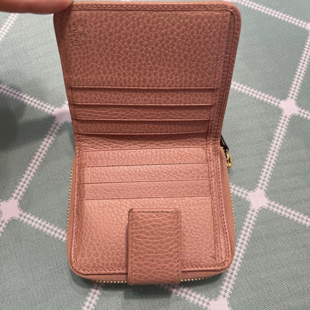 GUCCI GGキャンバス 二つ折り財布 ベージュ/ピンク